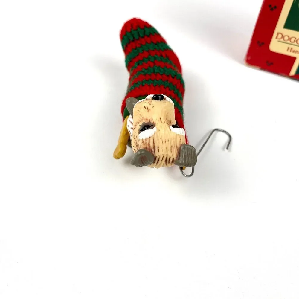 Hallmark Doggy In A Stocking Christmas Ornament Keepsake 1985 Puppy Dog Sock